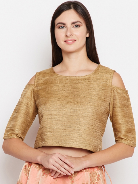 

Be Indi Women Beige Self Design Pure Silk Top