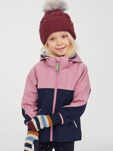

H&M Girls Pink & Navy Blue Water-Repellent Shell Jacket
