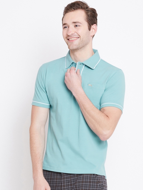 

JUMP USA Men Blue Solid Polo Collar T-shirt