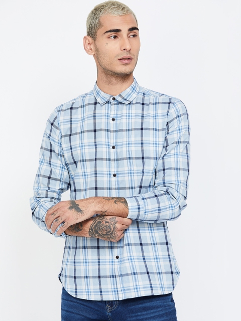 

Forca by Lifestyle Men Blue Slim Fit Checked Casual Shirt