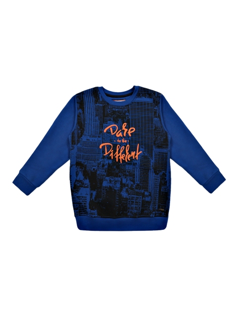 

Lil Tomatoes Boys Blue Printed Fleece Sweatshirt