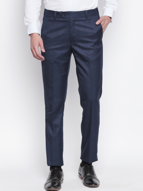 

RICHARD PARKER by Pantaloons Men Navy Blue Slim Fit Solid Regular Trousers