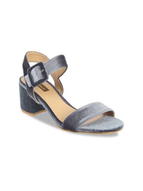 

Flat n Heels Women Grey Solid Velvet Sandals