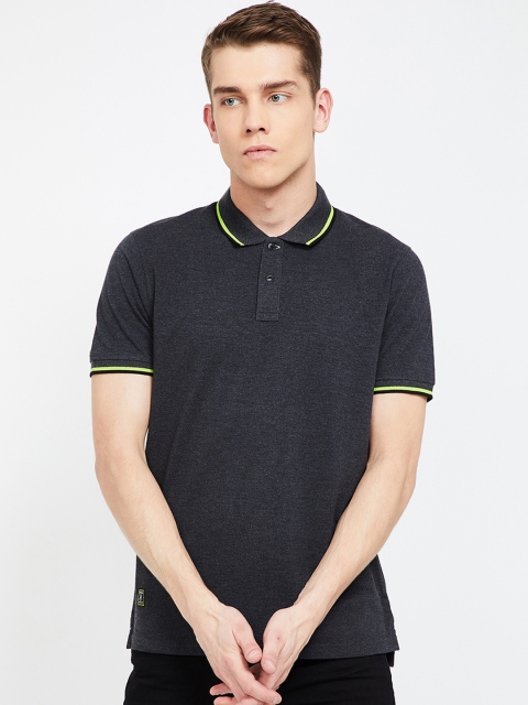 

Forca by Lifestyle Men Black Solid Polo Collar T-shirt