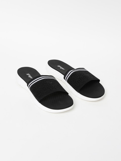

Ginger by Lifestyle Women Black & White Striped Sliders