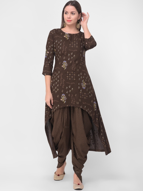 

aayusika Women Brown Printed Kurti with Salwar