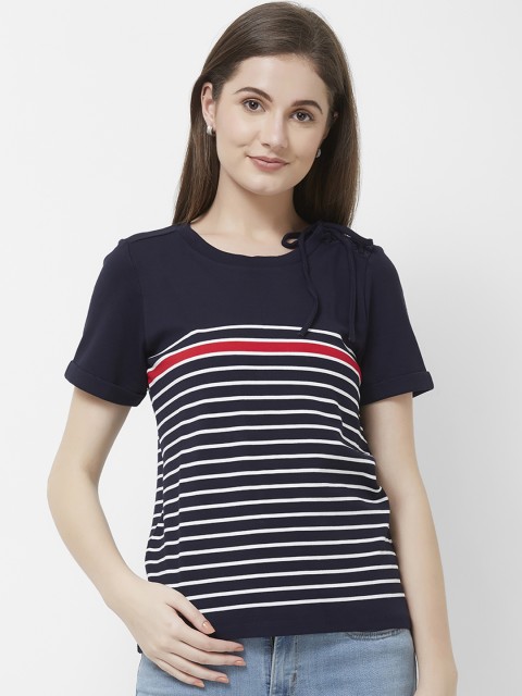 

109F Women Blue Striped Top