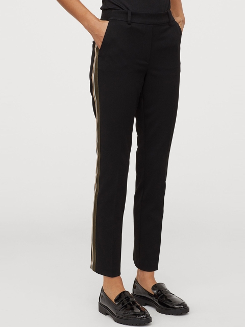 

H&M Women Black Solid Cigarette Trousers