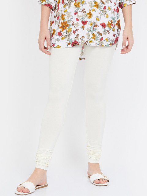 

Melange by Lifestyle Women Off White Solid Churidar-Length Leggings