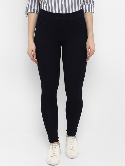 

FOSH Women Navy Blue Solid Denim Skinny-Fit Jeggings