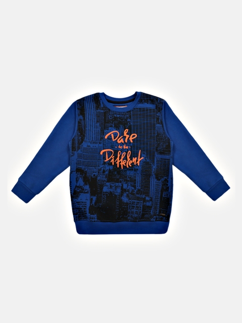 

Lil Tomatoes Boys Blue Printed Fleece Sweatshirt