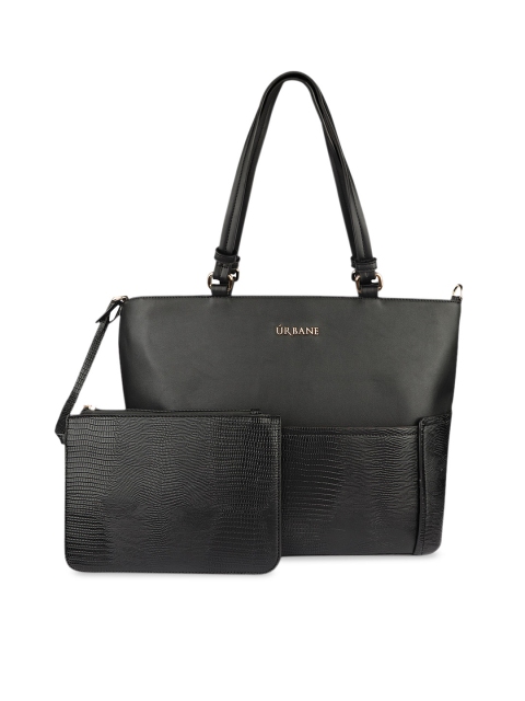 

URBANE Black Animal Print Textured Shoulder Bag