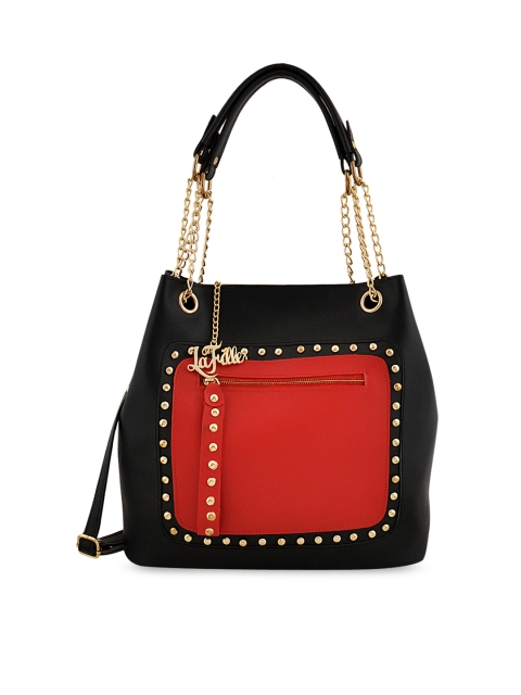 

LaFille Black & Red Colourblocked Shoulder Bag