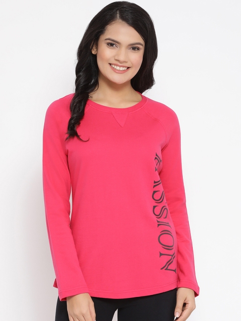 

Clovia Women Pink Printed Round Neck T-shirt