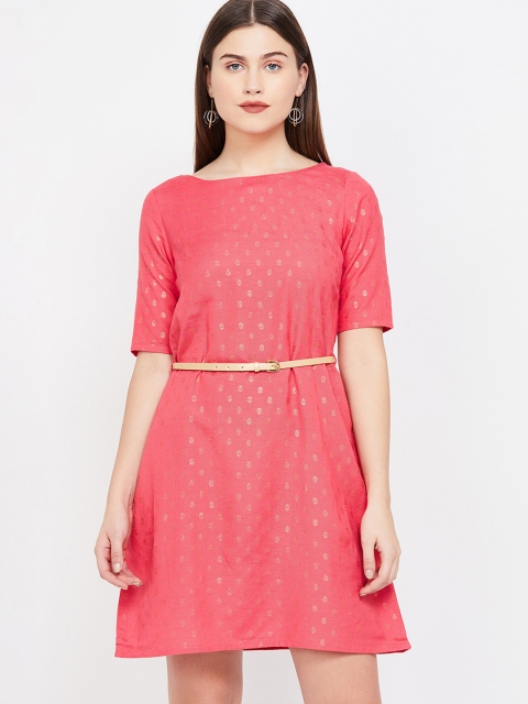 

Colour Me by Melange Women Red Printed Fit and Flare Dress
