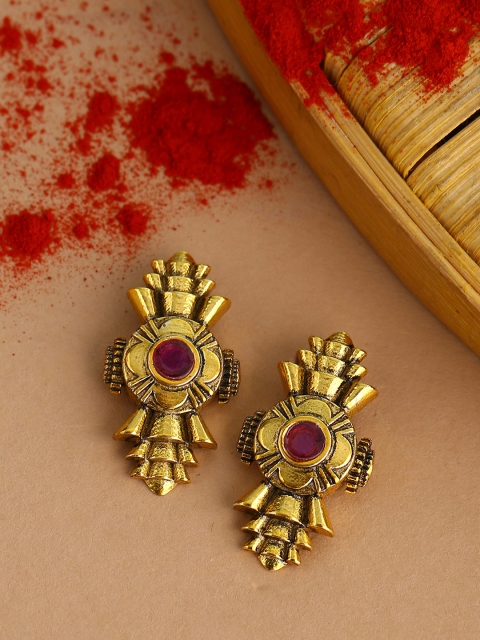 

Voylla Gold-Toned & Pink Contemporary Studs