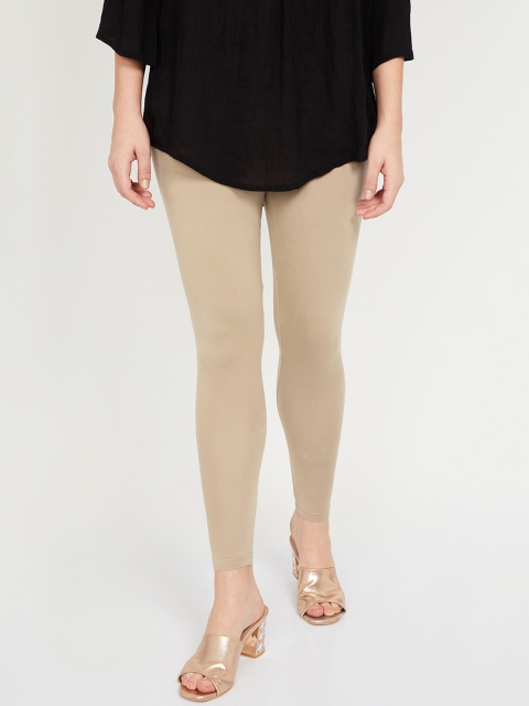 

Melange by Lifestyle Women Beige Solid Ankle-Length Leggings