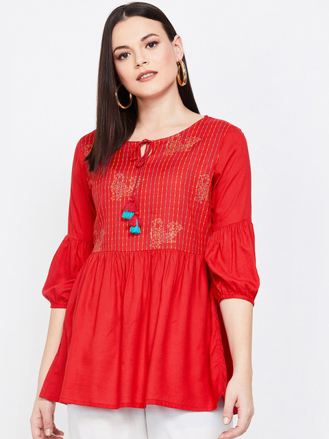 

Colour Me by Melange Red Printed Tunic