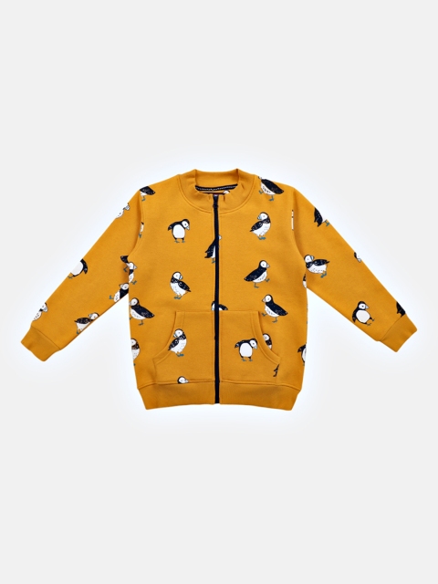 

Lil Tomatoes Boys Mustard Yellow Printed Fleece Sweatshirt