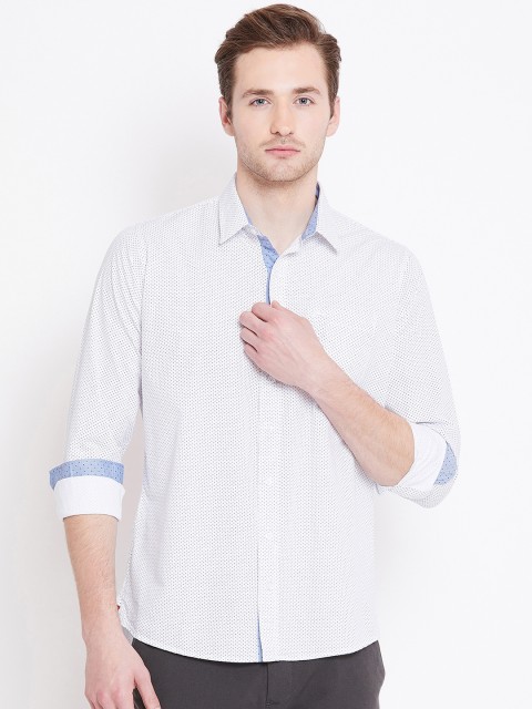 

JUMP USA Men White & Blue Regular Fit Printed Casual Shirt