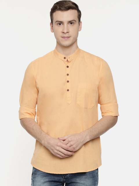 

ROLLER FASHIONS Men Yellow Solid Straight Kurta
