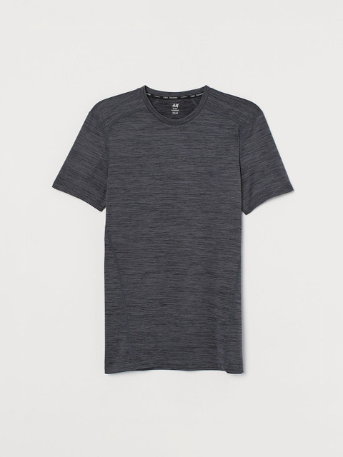 

H&M Men Grey Solid Short-Sleeved Sports T-Shirt