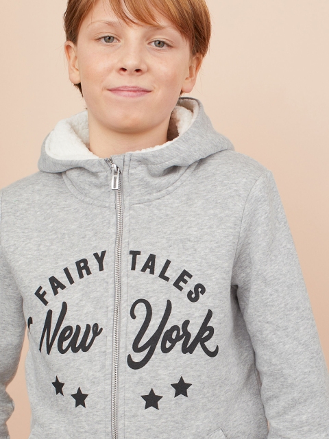 

H&M Girls Grey Printed Lined Full-Zip Hoodie