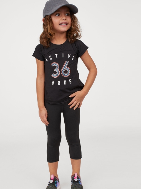 

H&M Girls Black 3/4-Length Sports Tights