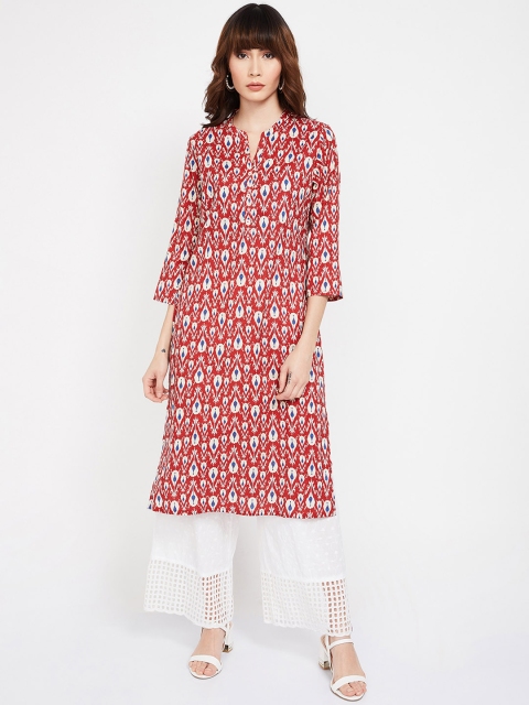 

Melange by Lifestyle Women Red & White Printed Straight Kurta