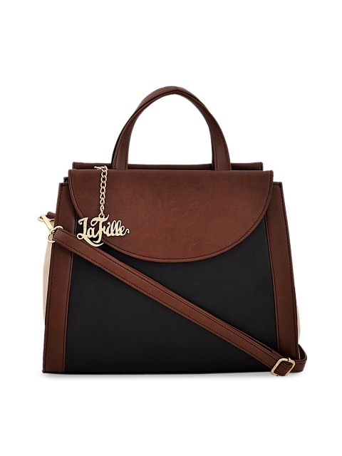 

LaFille Black & Brown Colourblocked Handheld Bag