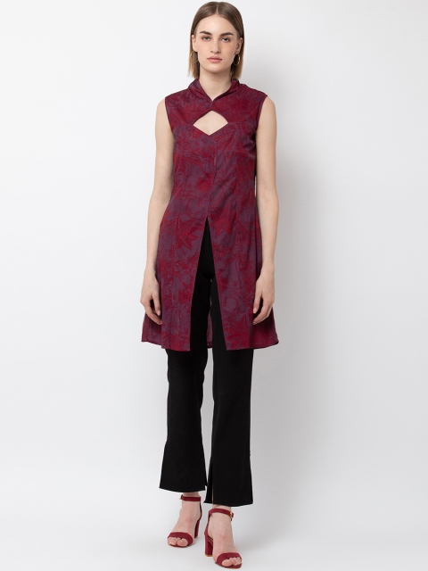 

DODO & MOA Women's Maroon & Purple Printed Tunic