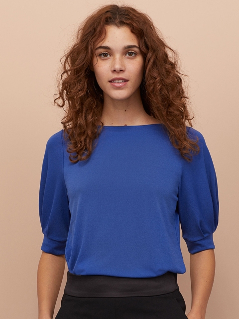 

H&M Women Blue Jersey Crepe Top
