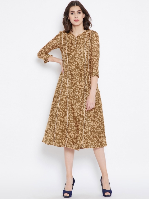 

Be Indi Women Brown Printed A-Line Dress