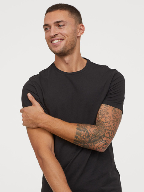 

H&M Men Black 3-Pack T-shirts Slim Fit
