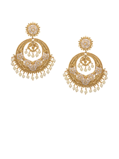 

Tistabene Gold-Plated & Cream-Coloured Enamelled Classic Drop Earrings