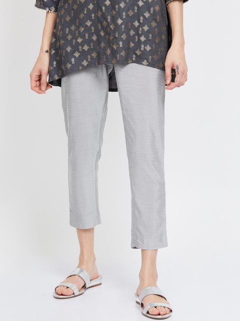 

Melange by Lifestyle Women Grey Slim Fit Self Design Peg Trousers