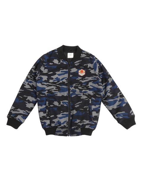 

Pantaloons Junior Boys Blue Printed Padded Jacket