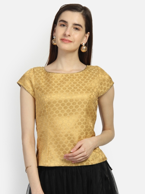 

studio rasa Women Brocade Princess Cut Koti Top, Gold