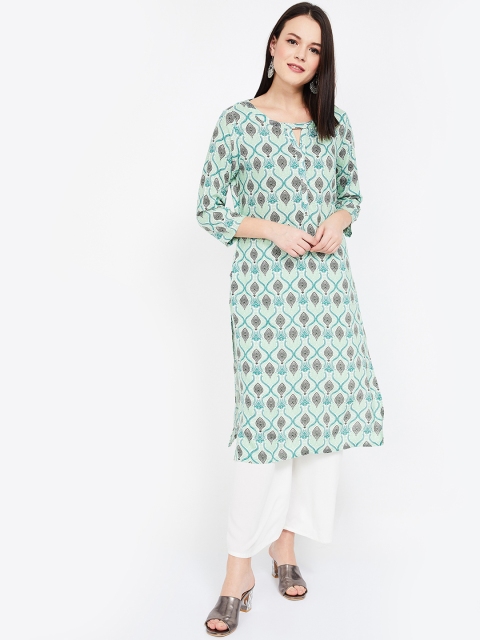 

Melange by Lifestyle Women Green & Black Printed Straight Kurta
