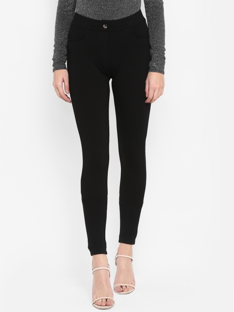 

FOSH Women Black Solid Skinny-Fit Treggings