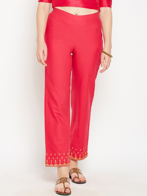 

Be Indi Women Pink Solid Straight Palazzos