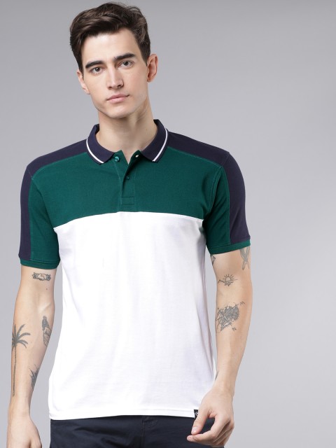 

Ecko Unltd Men Green And White Colourblocked Polo Collar T-shirt