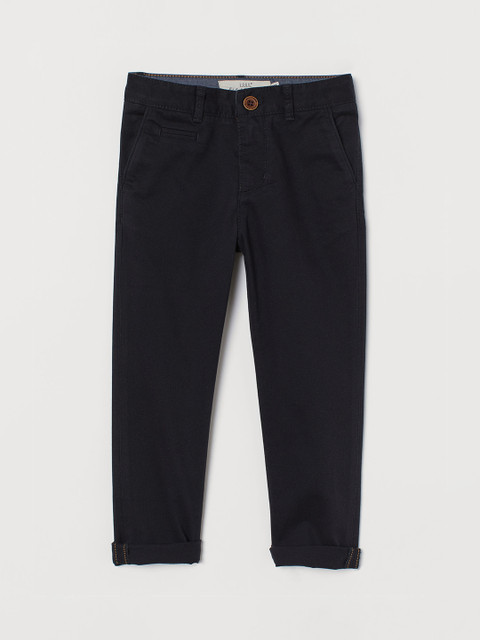 

H&M Boys Black Solid Cotton Chinos