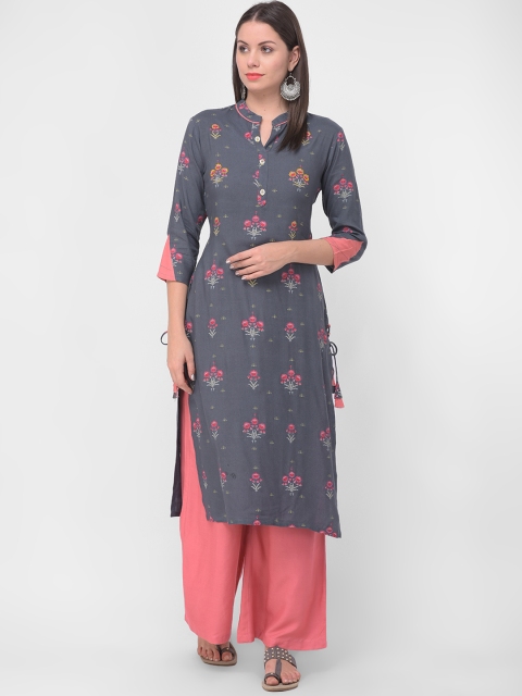 

aayusika Women Grey & Pink Printed Kurta with Palazzos
