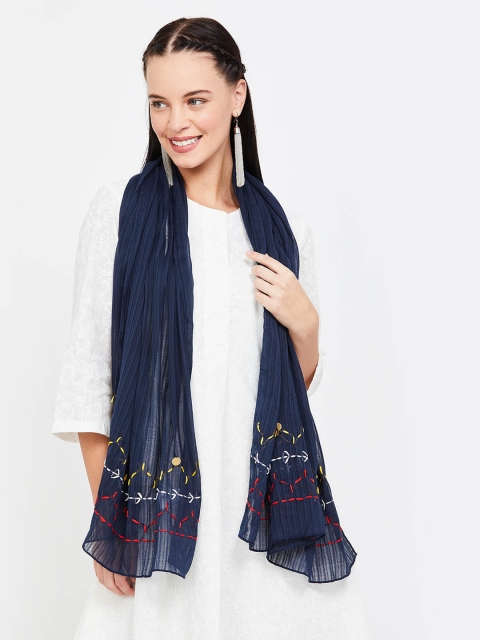 

Melange by Lifestyle Navy Blue & Red Solid Dupatta