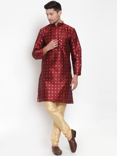 

KLOTTHE Men Red Woven Design Straight Kurta