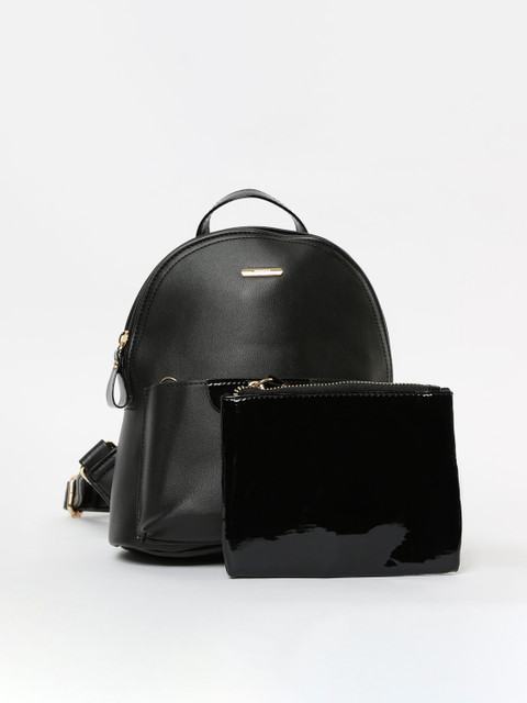 

Ginger by Lifestyle Women Black Solid Backpack With Pouch