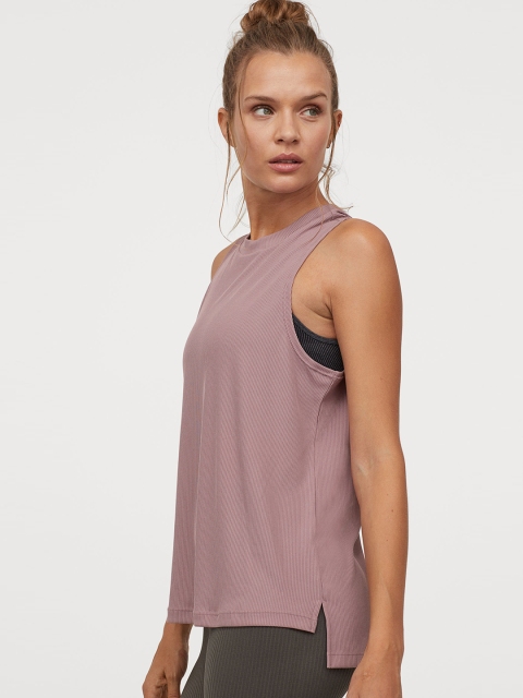 

H&M Women Mauve Ribbed Sports Vest Top