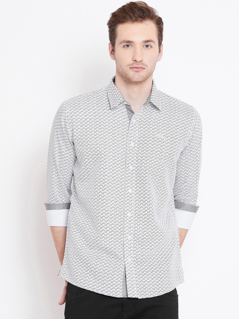 

JUMP USA Men White & Grey Regular Fit Printed Casual Shirt