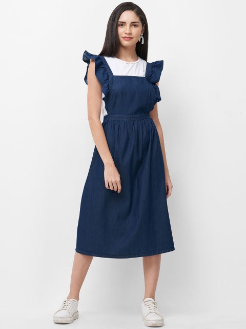 

109F Women Navy Blue Solid Fit and Flare Dress